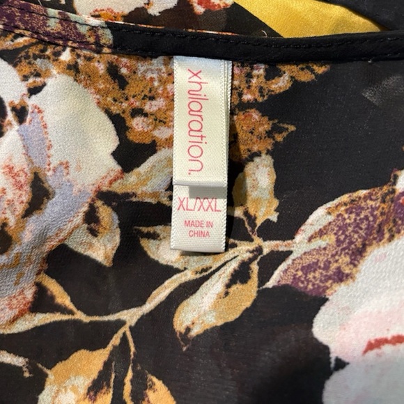 Xhilaration Black Sheer Orange Maroon Fall Open Front Kimono Floral XL/XXL - Picture 8 of 9